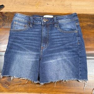 RE Generation Beech 3/26 High-Rise Dark Wash Denim Shorts
